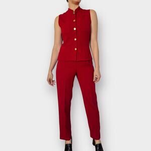 90s Harolds Red Trouser and Shell Vest Set Size S